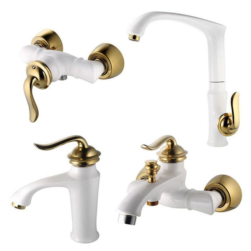 ست شیرآلات البرز روز مدل نیلا سفید طلا